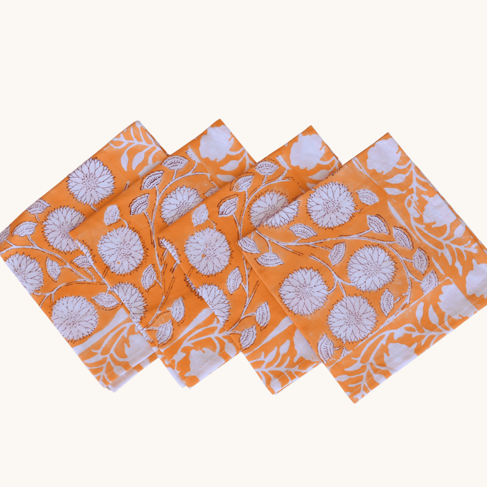 House of Alaan - Wholesale Dinner & Cloth Napkin - Pumpkin Orange - Cotton Table Napkins (Set of 4)0