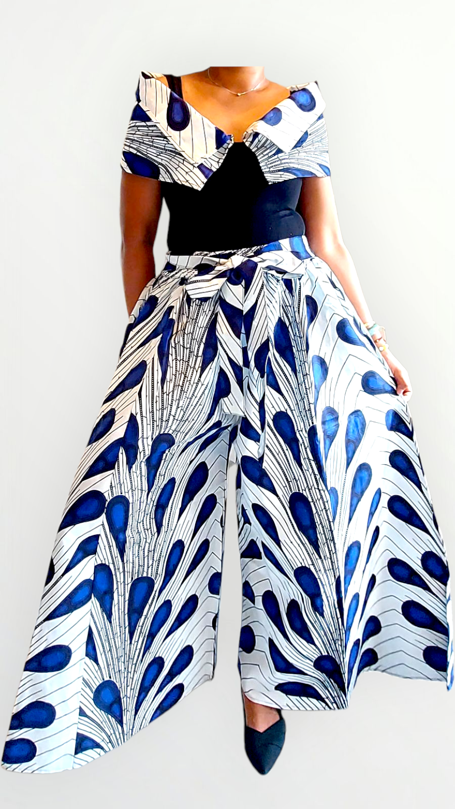 India Batik – Engroshandel Bukser - Dame – Kvinder Palazzo Buks / Bred Ben Buks -PS13 Blå Paisley1
