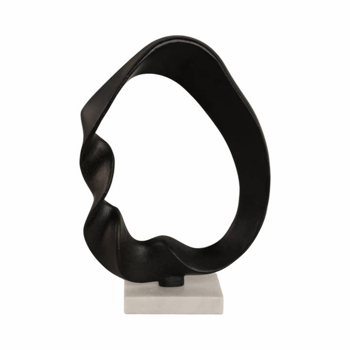 Sagebrook Home - Wholesale Sculpture - Black/White 17 in. Metal Circle on Marble Base Sculpture