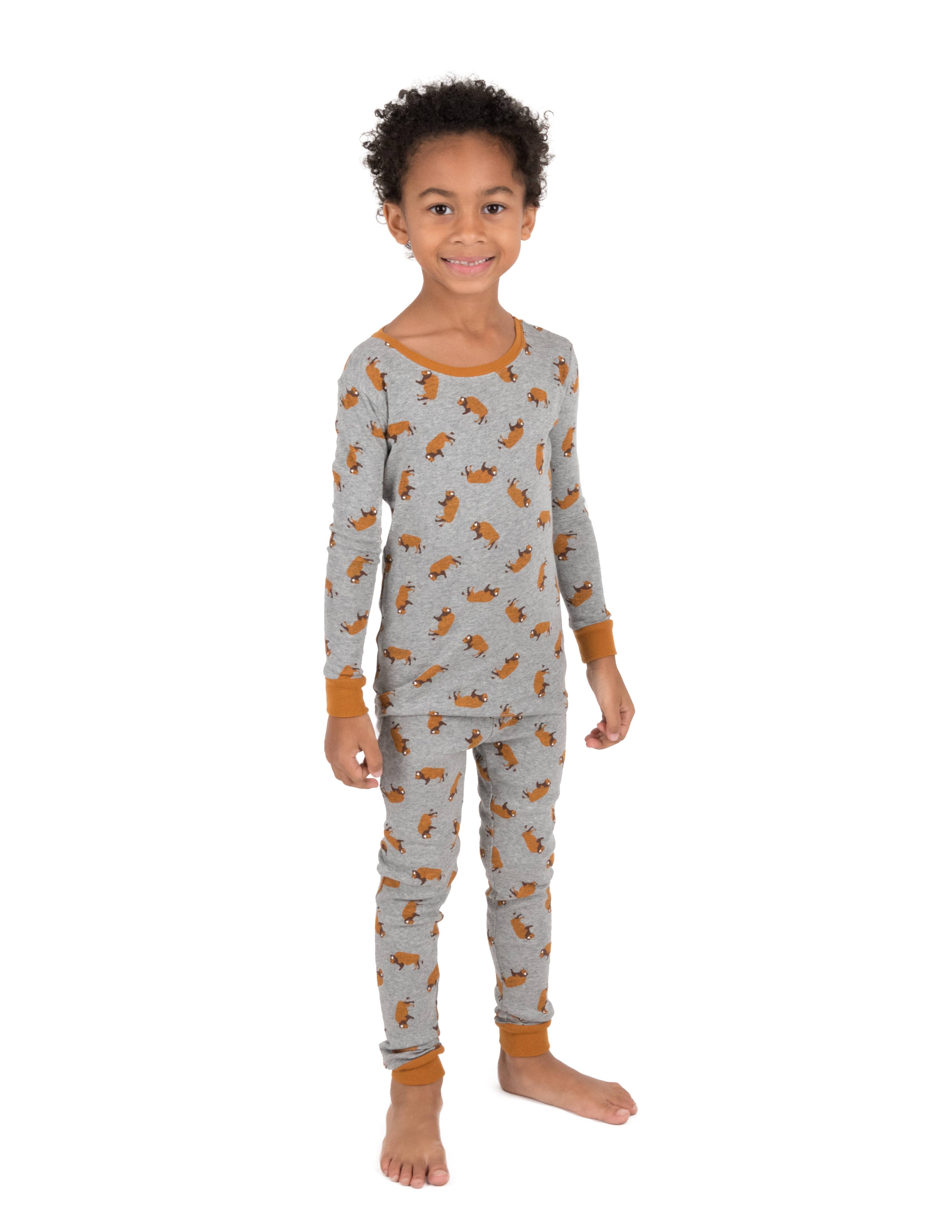 Leveret Pajamas - Wholesale Sleepwear Set - Kids - Kids Two Piece Cotton Pajamas Print Animals13