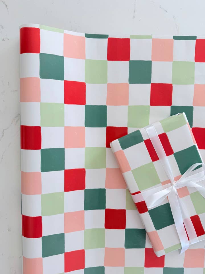 Christmas Check Gift Wrap for wholesale by This Little Paper Shop