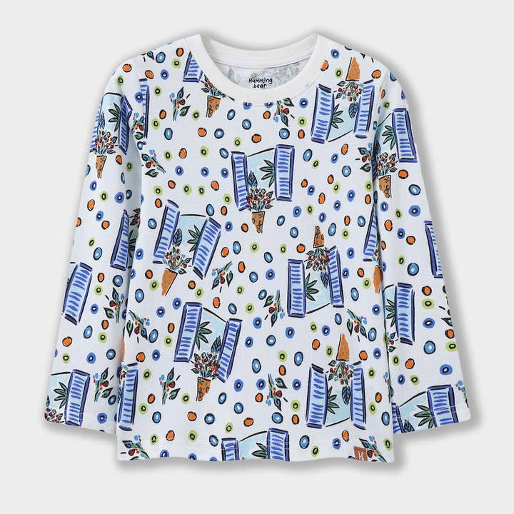 Camiseta de manga larga con ventanas florales para venta al por mayor de Hummingbear