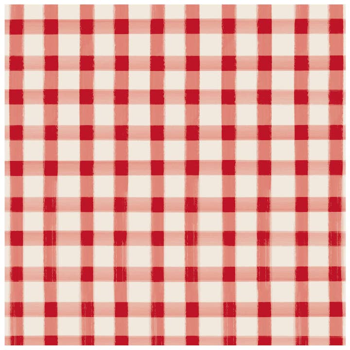 Red Painted Check Cocktail Napkin - Pack Of 20 for wholesale by Hester & Cook - Stationery