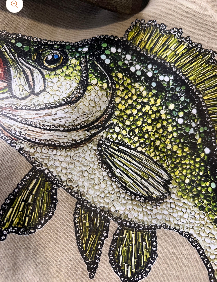 THE LATTIMORE CLAIM - Wholesale Screen Printed T-Shirt - Women's - Faux Rhinestone Bass Fishing - COMFORT COLOR1