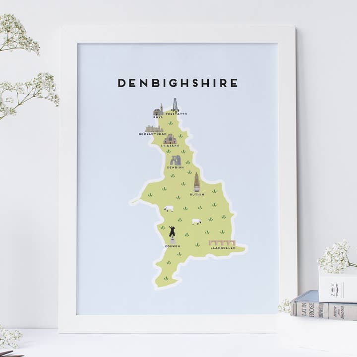 Denbighshire Map for engroshandel hos Pepper Pot Studios
