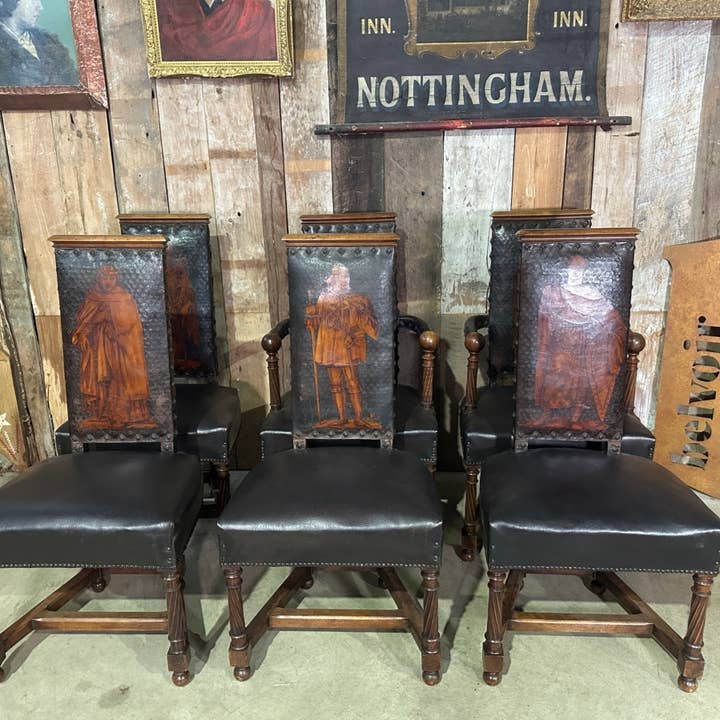 Antique Set Six Arts and Crafts Walnut Dining Chairs, C 1890 for wholesale by belvoir