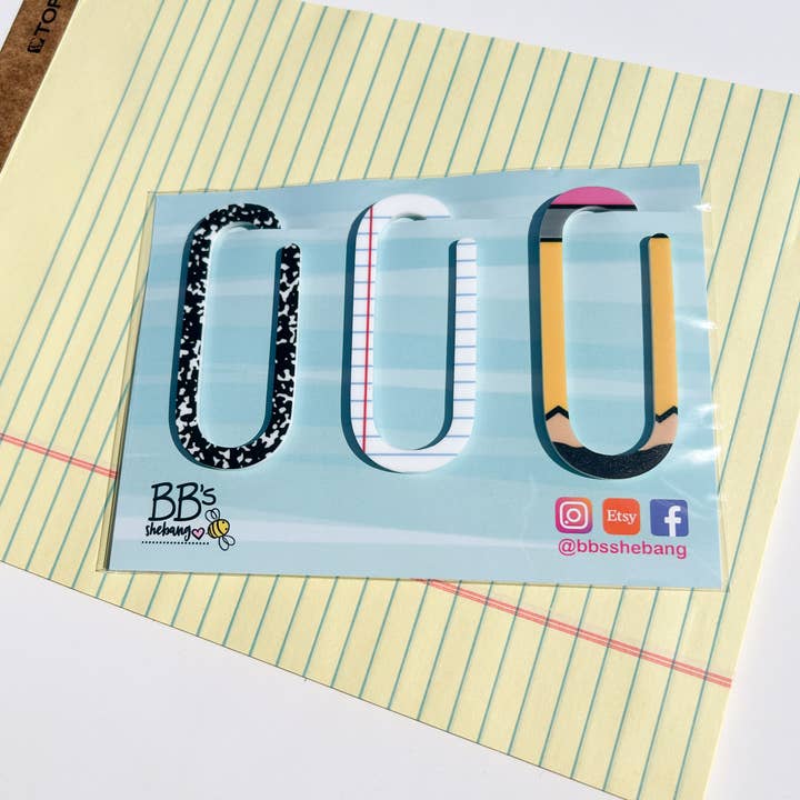 BB’s Shebang- Custom Gifts - Wholesale Bookmark - Teacher Paperclip Bookmark set, bookmark gift for teacher, 2