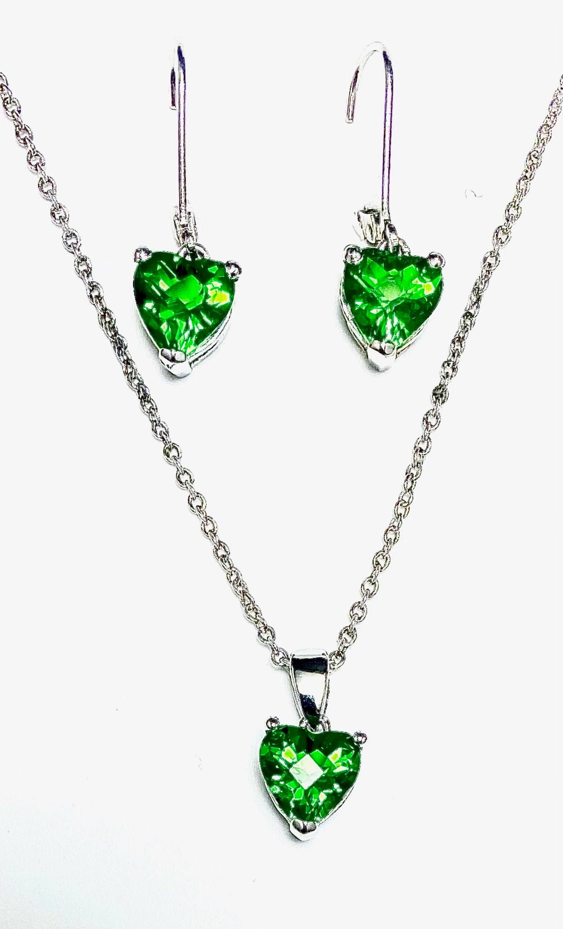 Twan Kee Jewelry - Wholesale Jewelry Set - Mt St Helens Helenite Heart Silver Earrings & Pendant