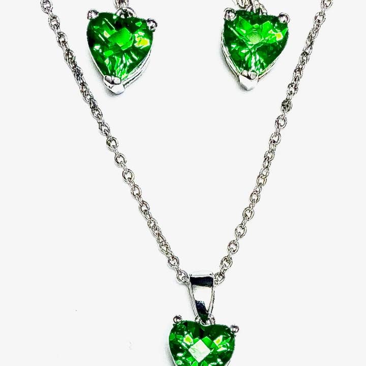 Twan Kee Jewelry - Wholesale Jewelry Set - Mt St Helens Helenite Heart Silver Earrings & Pendant0