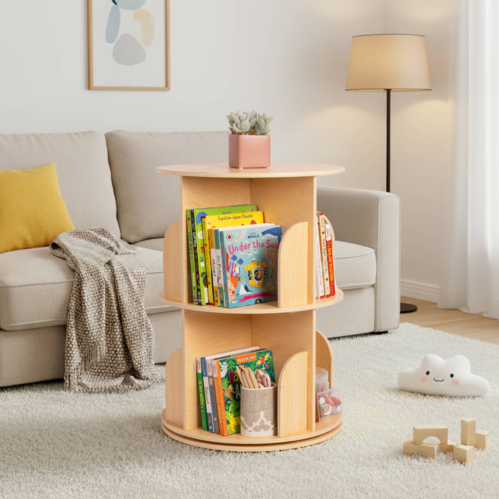 Clear 2-Tier Rotating Bookshelf, Ideal bookcase for Small Space for wholesale on Faire2