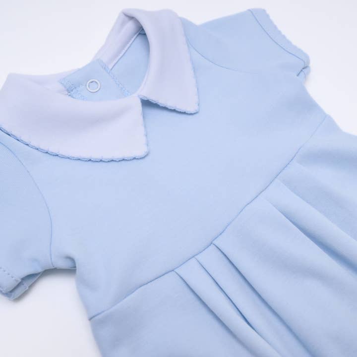Magnolia Baby - Wholesale Bodysuit (Non-Footed) - Baby - Essentials Solid Collared Bubble - Blue