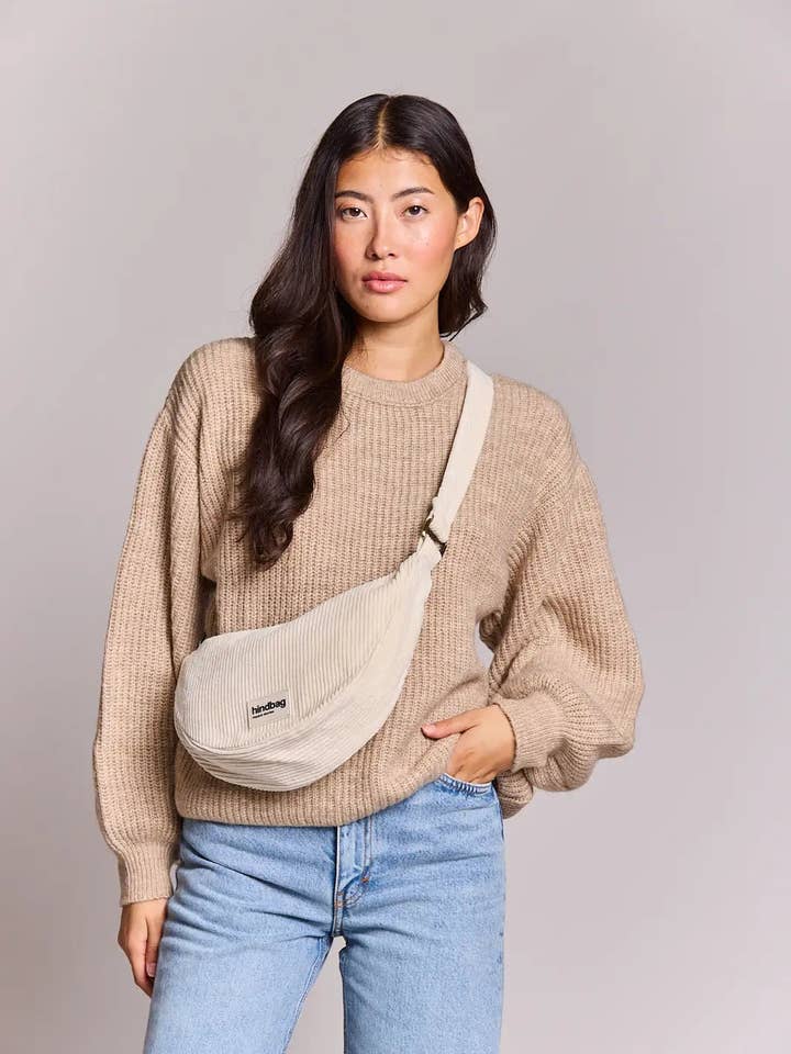 Sac Banane Andrea Velours Beige pour la vente par Hindbag