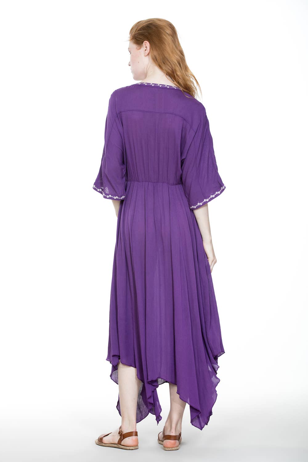 En Crème - Wholesale Dress - Women's - Short Sleeve Embroidery Handkerchief Maxi Dress11