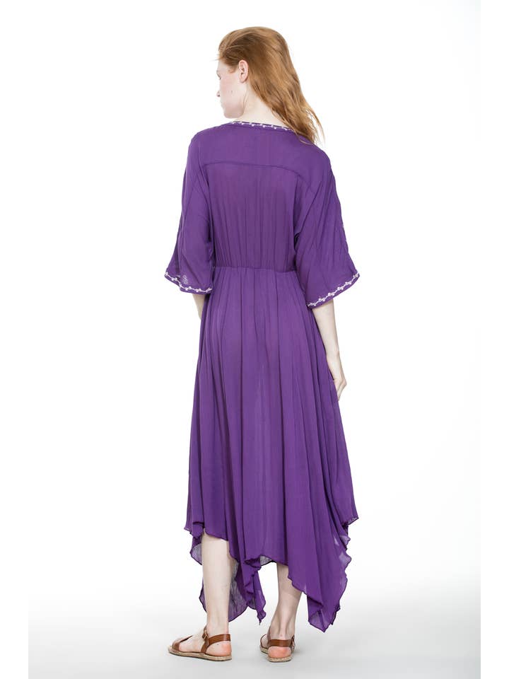 En Crème - Wholesale Dress - Women's - Short Sleeve Embroidery Handkerchief Maxi Dress11