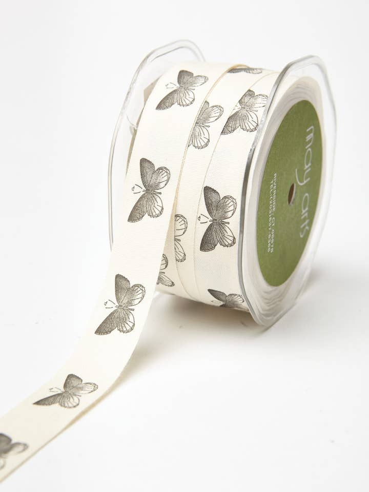 3/4" Butterfly Print 100% Cotton Ribbon for wholesale by May Arts Ribbon