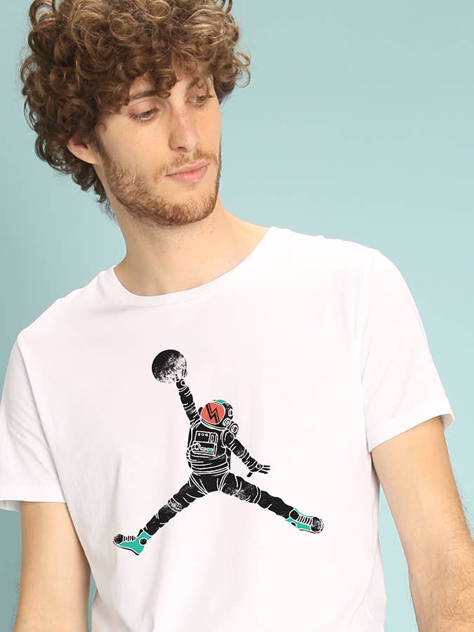 Space Dunk mäns vit T-shirt för wholesale av Wooop