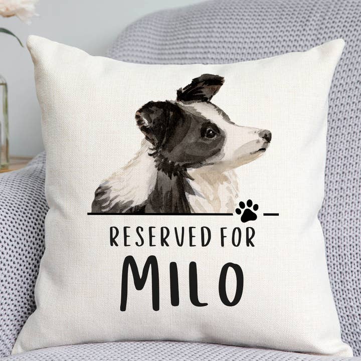 Border Collie Reserved For Dog Cushion for wholesale by DoodlecardsBoutique