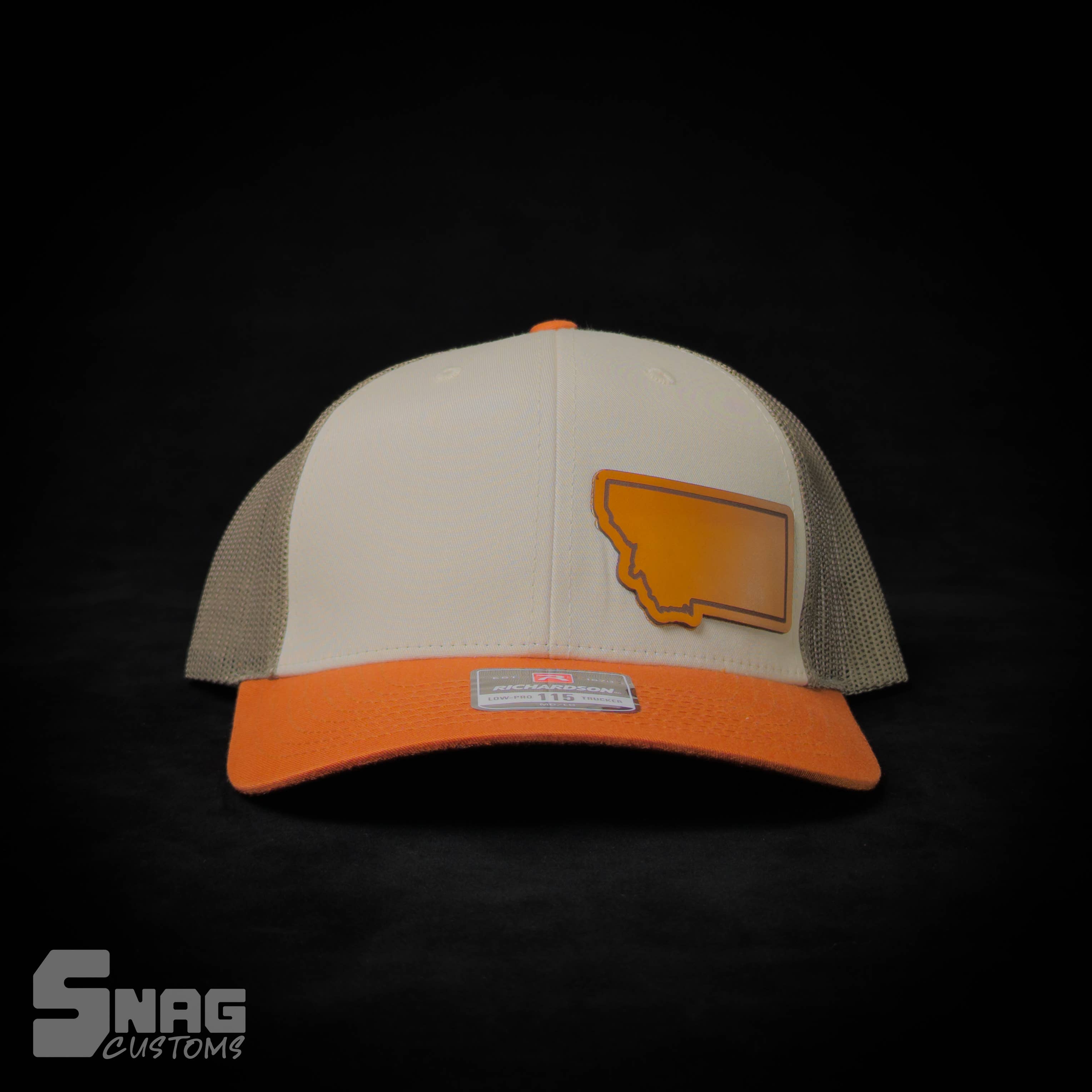 Snag Customs - Wholesale Trucker Hat - Unisex - Montana State Outline Leather Patch Hat6