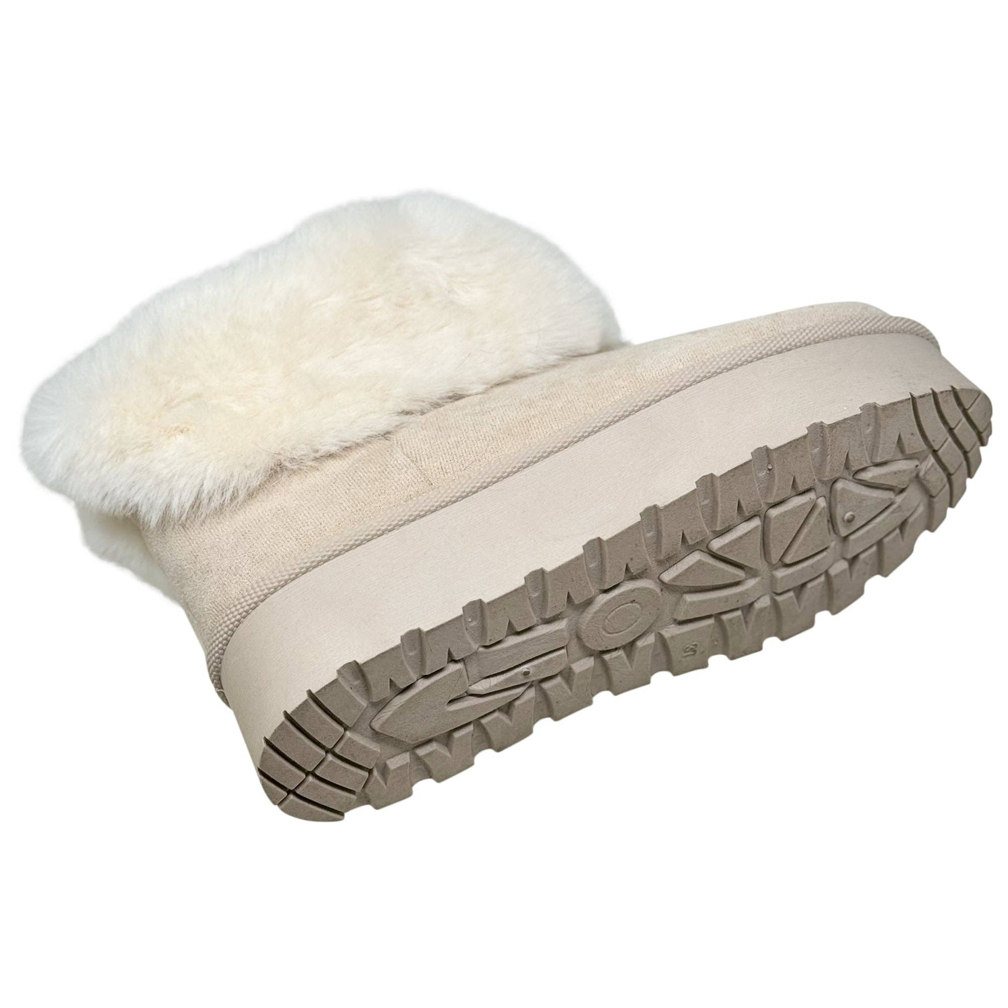 Women's Platform Booties Faux Suede Fur Lining Pull On Cuff Boots Beige Suede for wholesale on Faire5