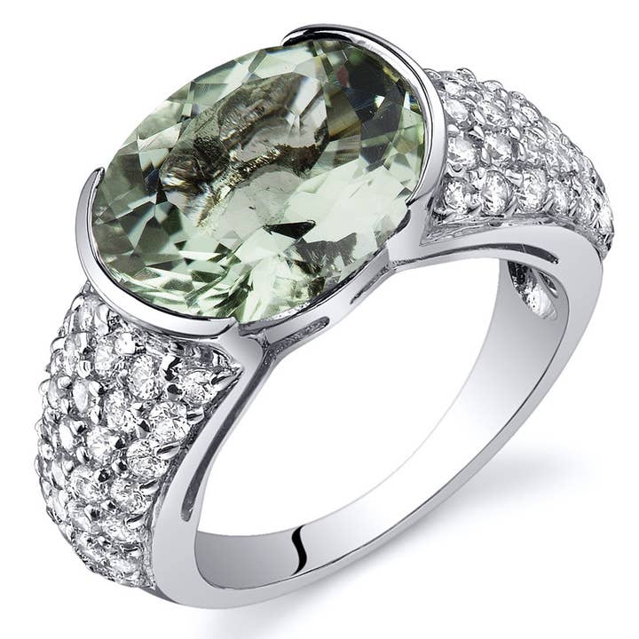 Peliani groene amethist ovale geslepen zilveren ring maat 5 voor wholesale door Peliani