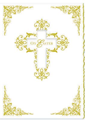Carol Wilson Fine Arts Inc./For Arts Sake - Wholesale Easter Card - Seasonal Easter Greeting Card Cross Gold On Cream CRGE078230