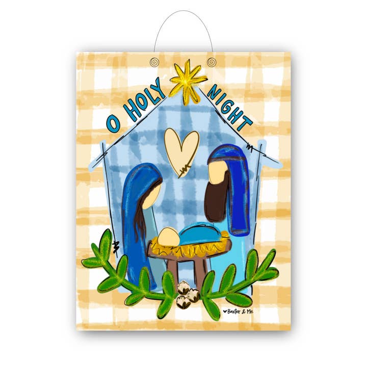 Nativity O Holy Night Cotton Door Hanger for wholesale by Baxter & Me