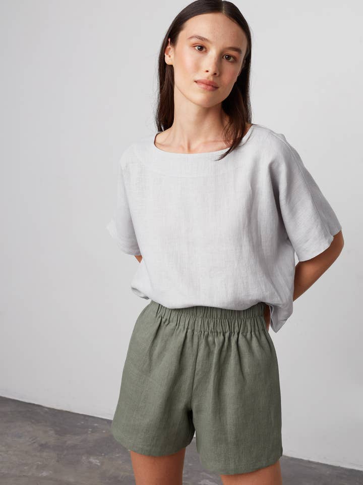 Isla High Waisted Linen Shorts for wholesale by Love and Confuse