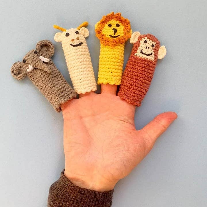 Animal Finger Puppets | Crochet Safari (Machine Washable) for wholesale by Estella