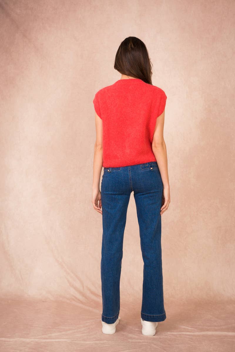 Calie Paris - Vendita all'ingrosso Maglione tricot - Donna - Gilet Senza Maniche con Zip – Misto Mohair5