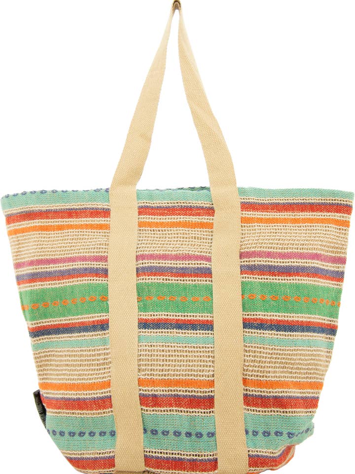 Turquoise Jute Bucket Tote (unlined) for wholesale by Vintage Addiction