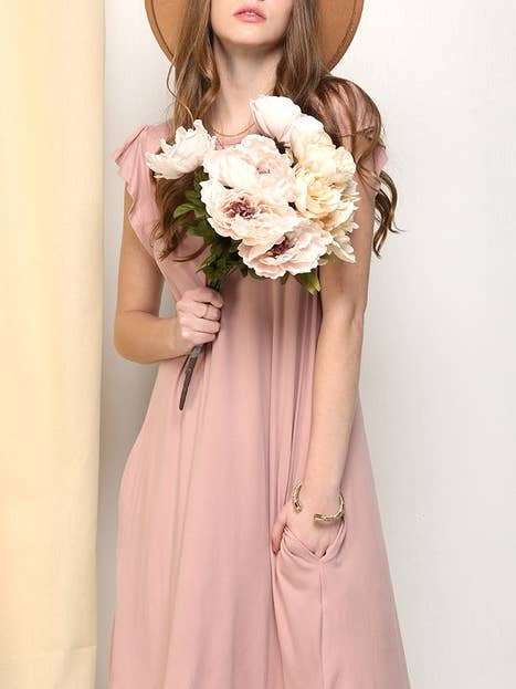 NINEXIS - Wholesale Dress - Women's - CWDSD10369_RUFFLE DETAILED PRINCESS SEAM DRESS