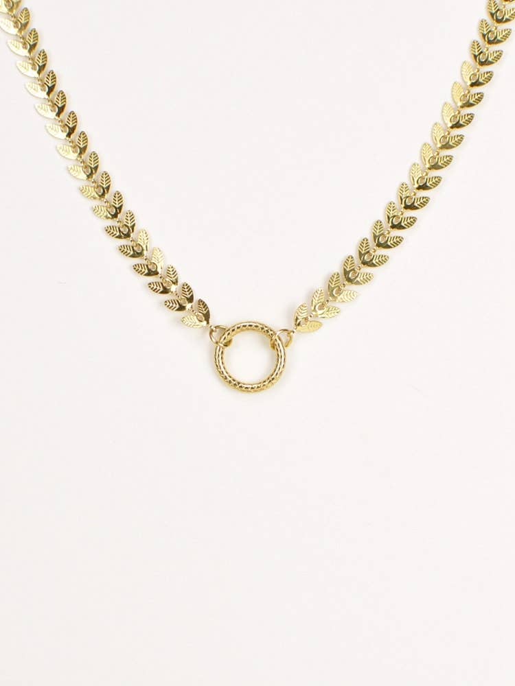 gold Roman Leaves Stainless Steel Necklace for wholesale on Faire1