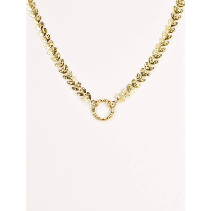 gold Roman Leaves Stainless Steel Necklace for wholesale on Faire1