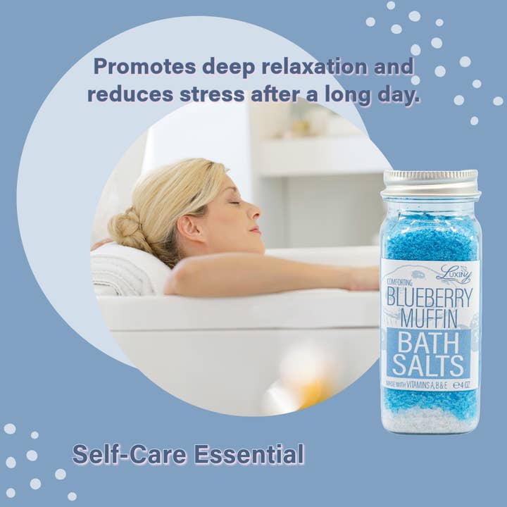 Luxiny Products - Luxurious Bath and Body - Wholesale Bath salts - Bath Salts | Blueberry Muffin | 4 oz | bath salt soak1