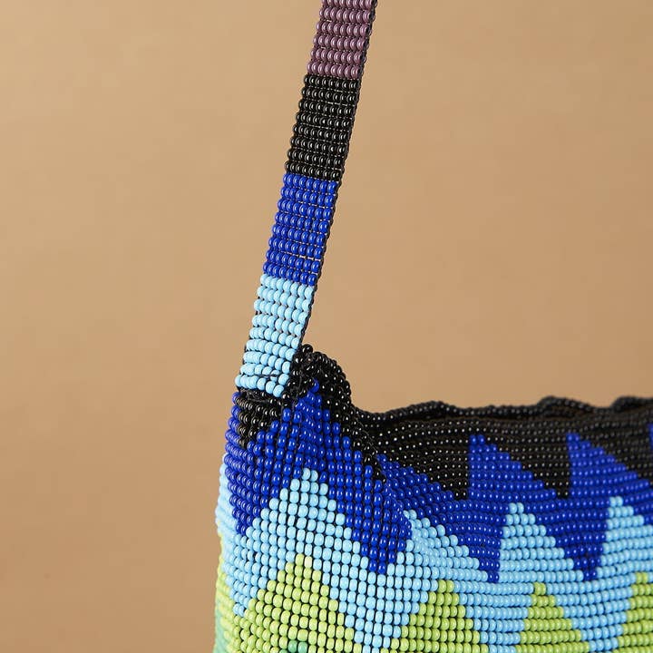 Rainbow Frenzy - Native Beaded Purse in Colorful Zig Zag for wholesale by Mother Sierra