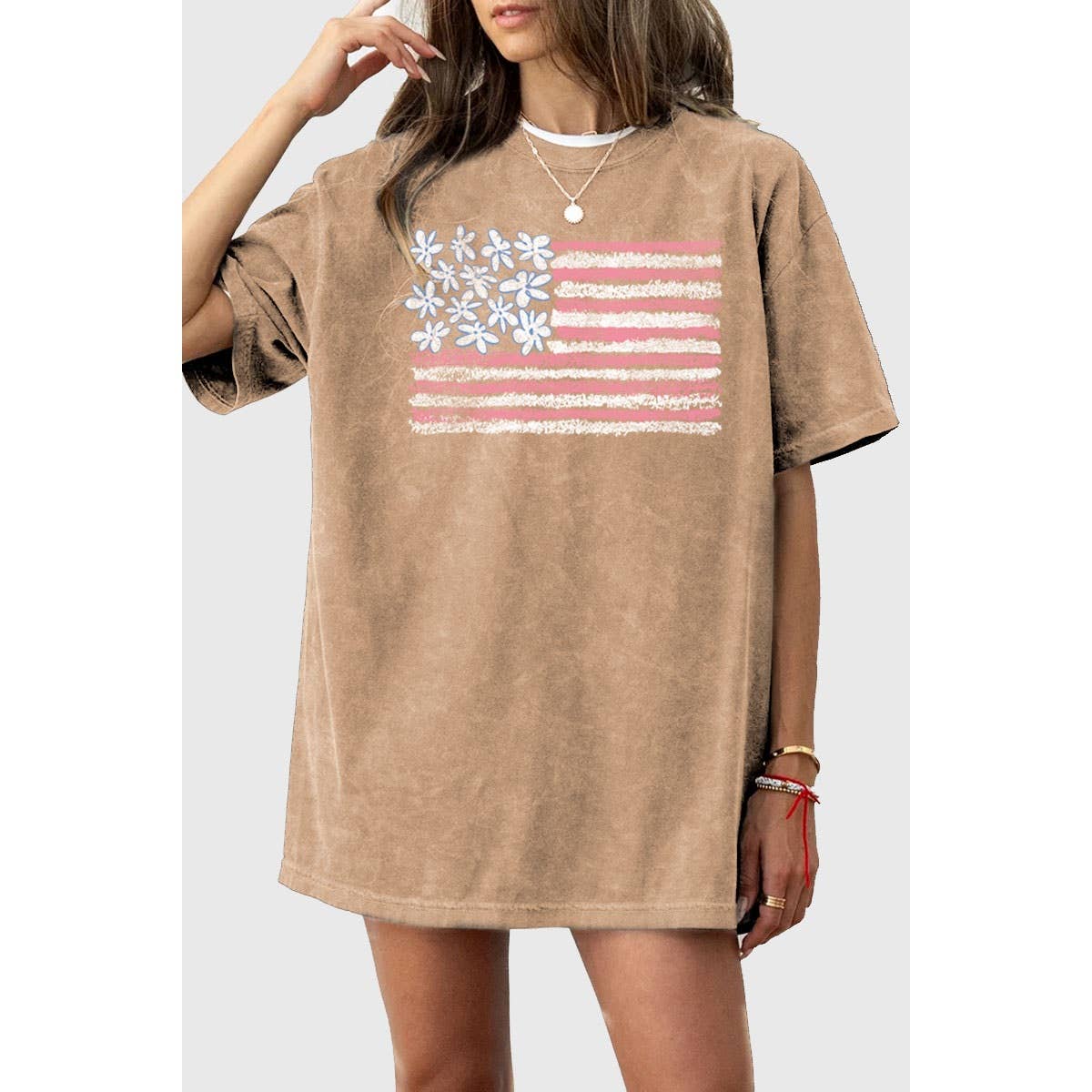 HRTandLUV - Wholesale T-Shirt (Graphic) - Women's - AMERICAN FLAG OVERSIZED MINERAL GRAPHIC TEE2