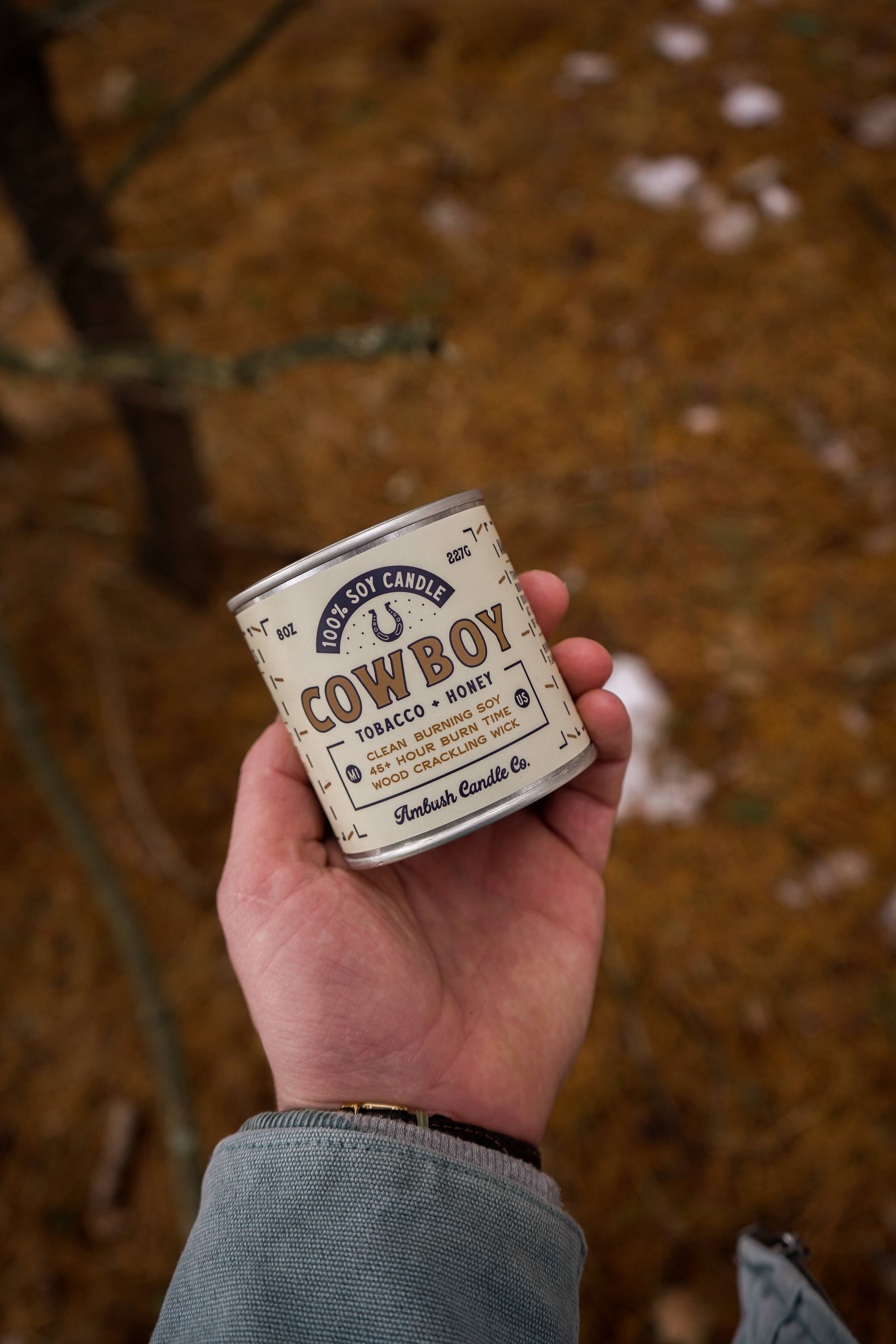 Ambush Candle Co. – wholesale Jar/filled candle – Cowboy | Tobacco + Honey 8oz Soy Candle14