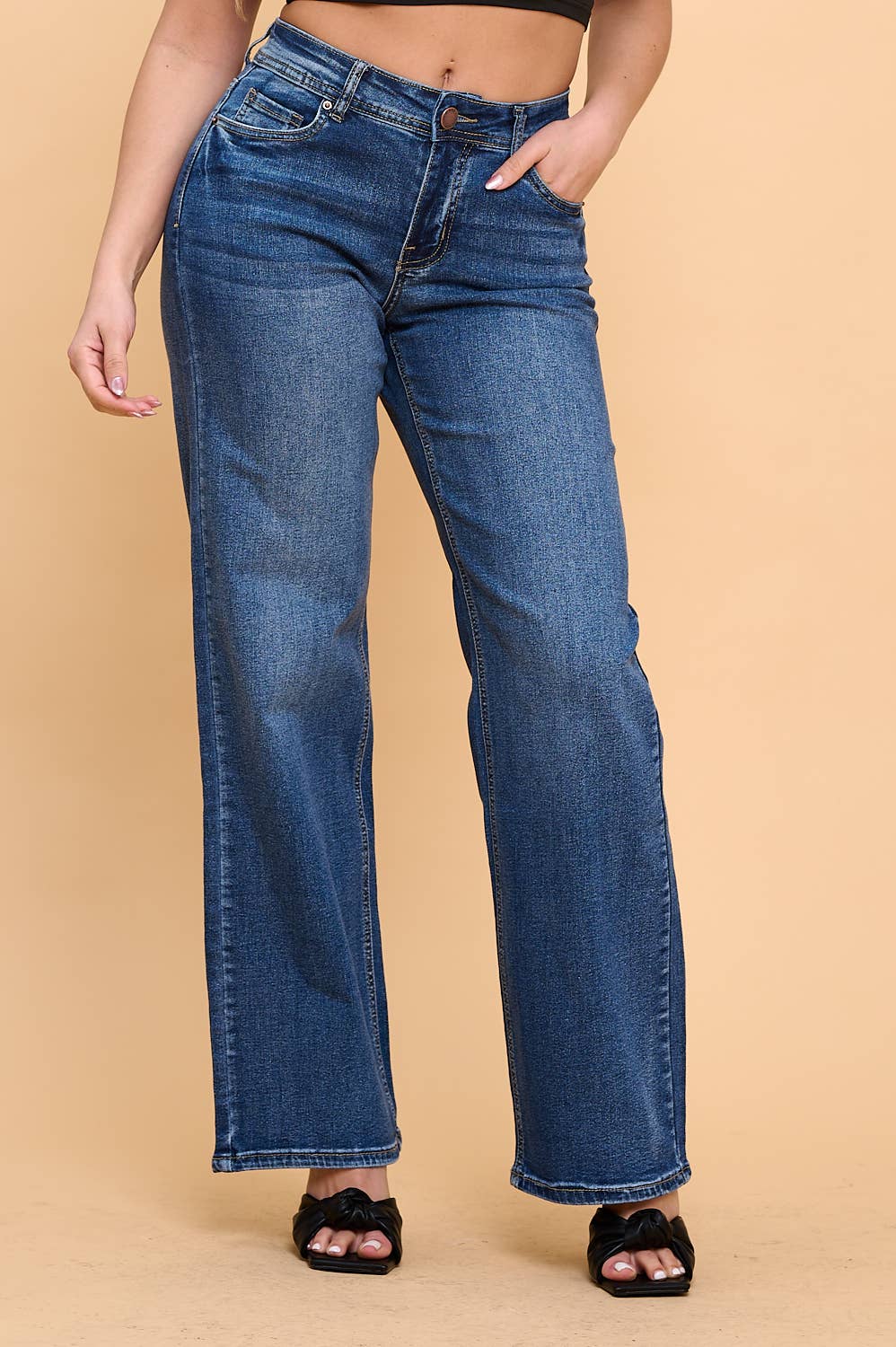 Denim Zone U.S.A. - Vente Jean – femme - JEAN EN DENIM ÉVASÉ À TAILLE MI-BASSE EXTENSIBLE6