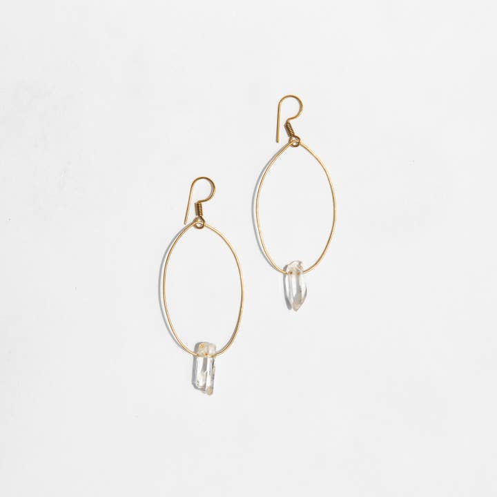 Rupi Crystal Quartz Earrings for wholesale by GRL Collective