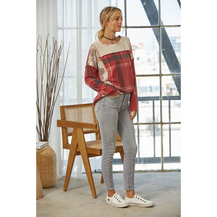 Jersey de patchwork a cuadros para venta al por mayor de salt & bit