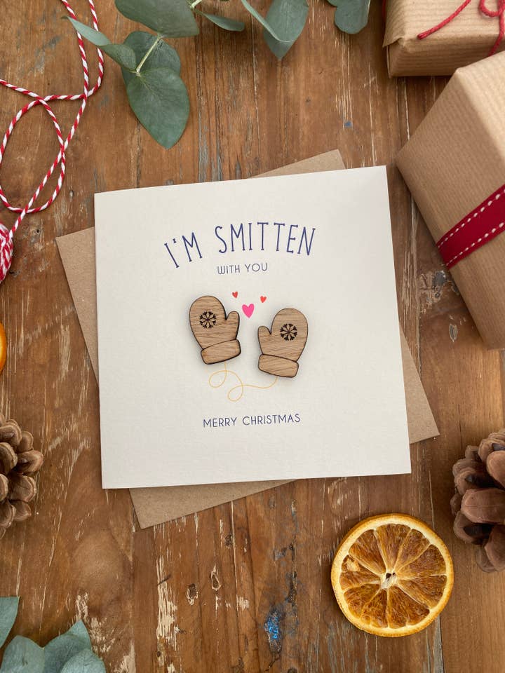 I'm Smitten with you | Carte de Noël pour couples pour la vente par KDee Designs