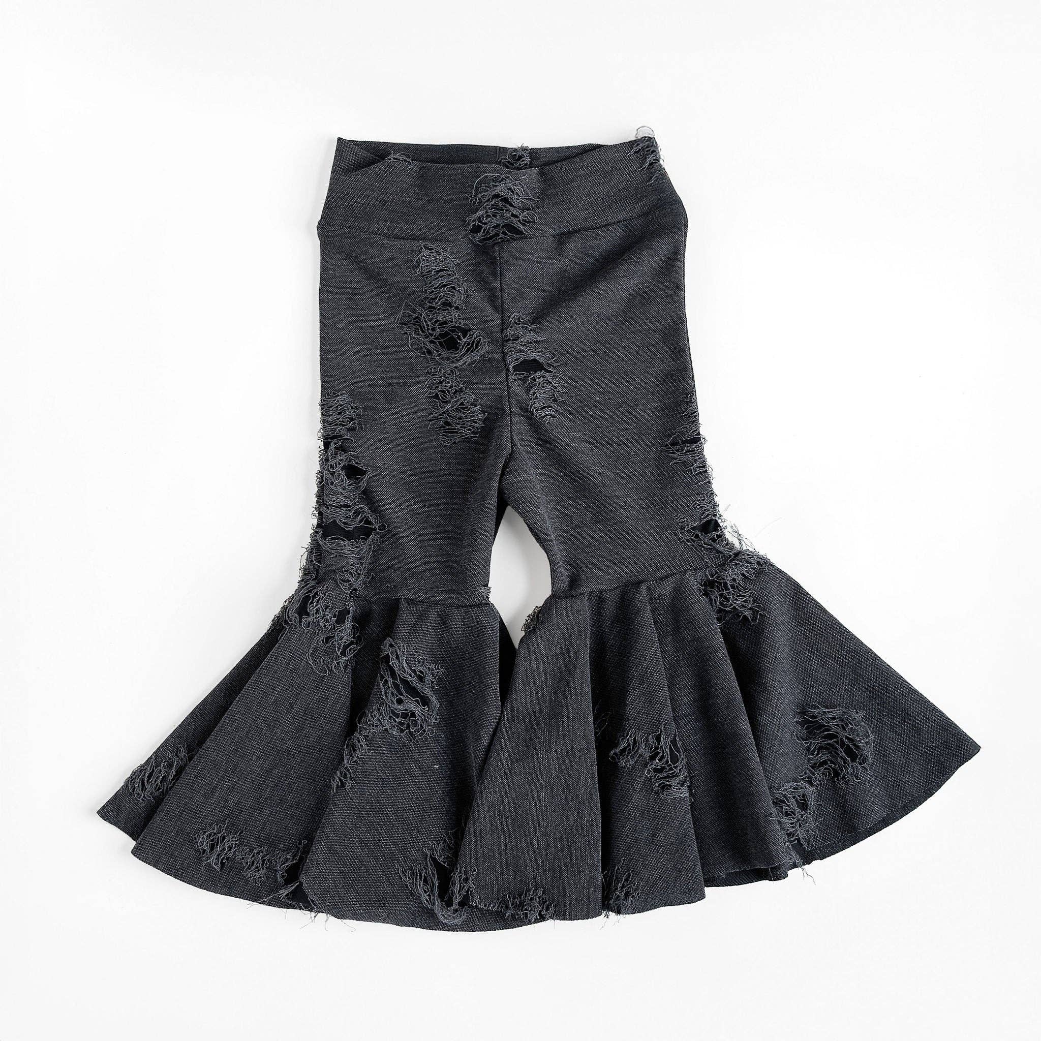 Tiny toes Baby Co - Wholesale Pants - Baby - Distressed Denim Inspired Baby Bell Bottoms1