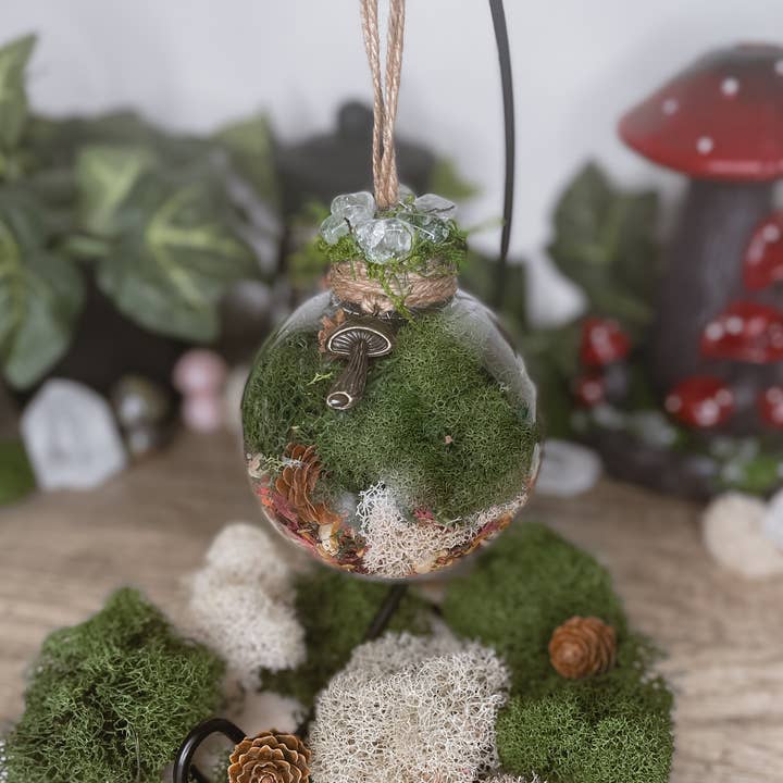 Moondust and Raven - Wholesale Decorative Tabletop Object - Forest Witch Ball, Witchy Decor, Cottagecore Mushroom Decor