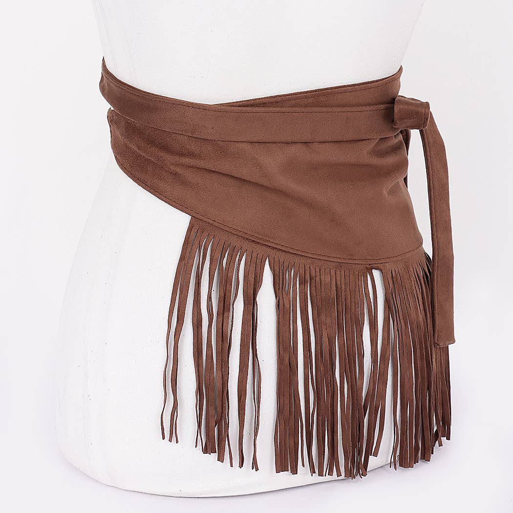 3AM BY H&D ACCESSORIES – Engroshandel Bælte - Dame – Faux ruskind frynsebælte5