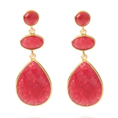 Long earrings/mineral hoop - teardrop 16*20 - ruby for wholesale by Buganto