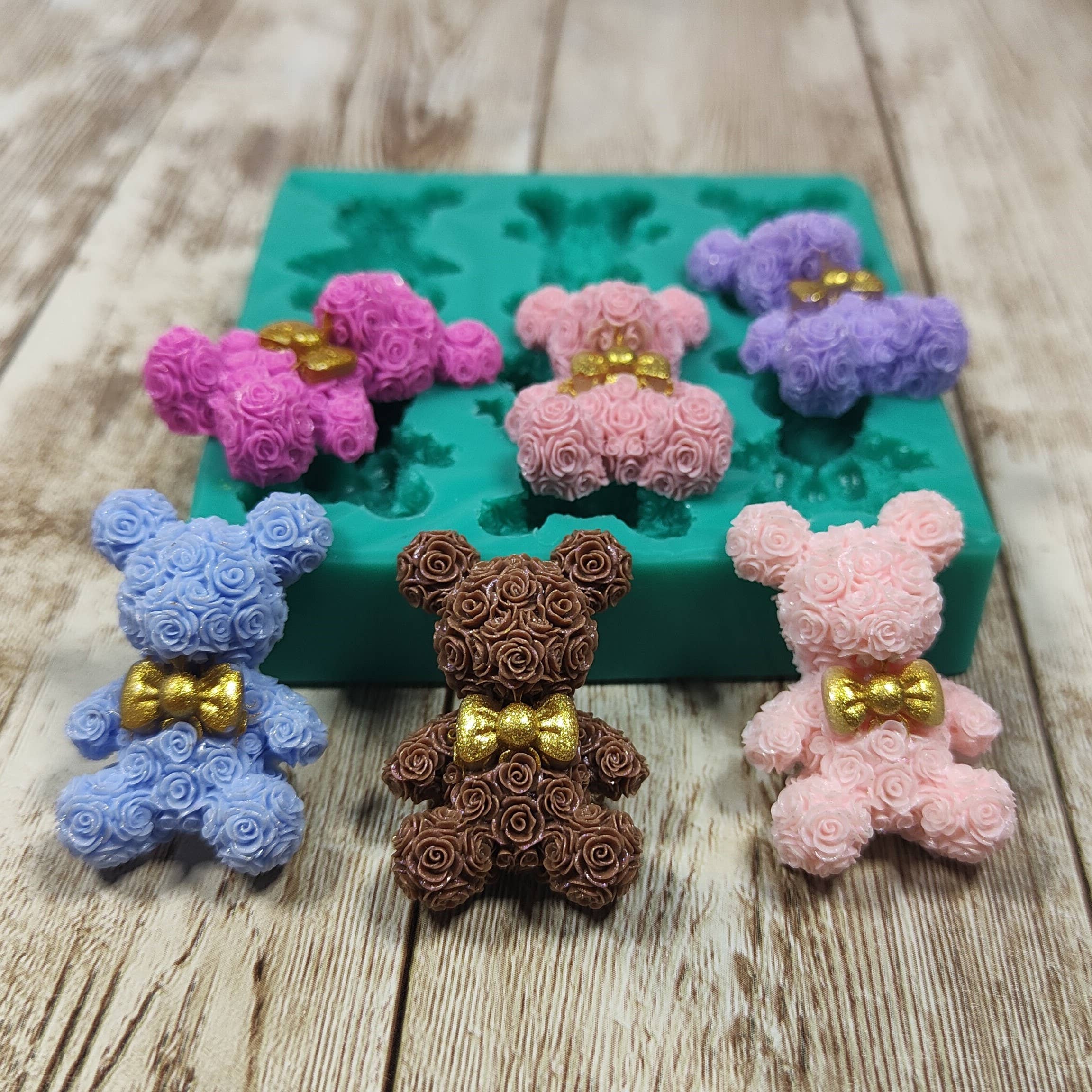 Serena Creazione di Serena Stampone - Vente Kit de bricolage - Moule ours rose en silicone 6 pièces 3 cm pour résine et plâtre1