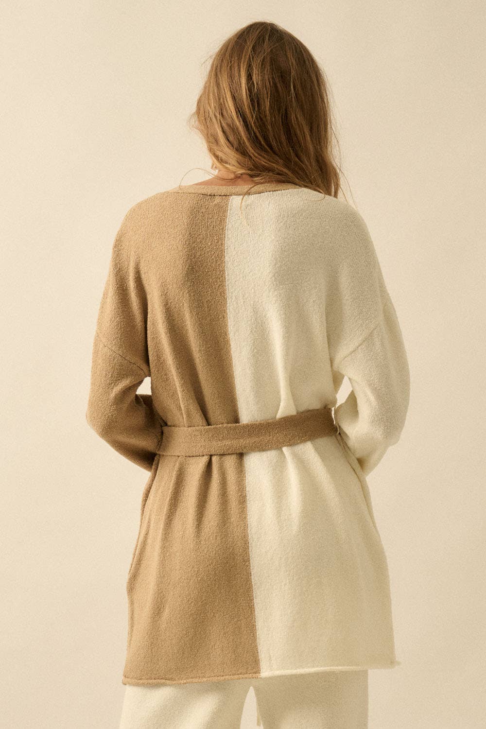 Promesa USA - Wholesale Cardigan - Women's - Textured Knit Colorblock Belted Cardigan5