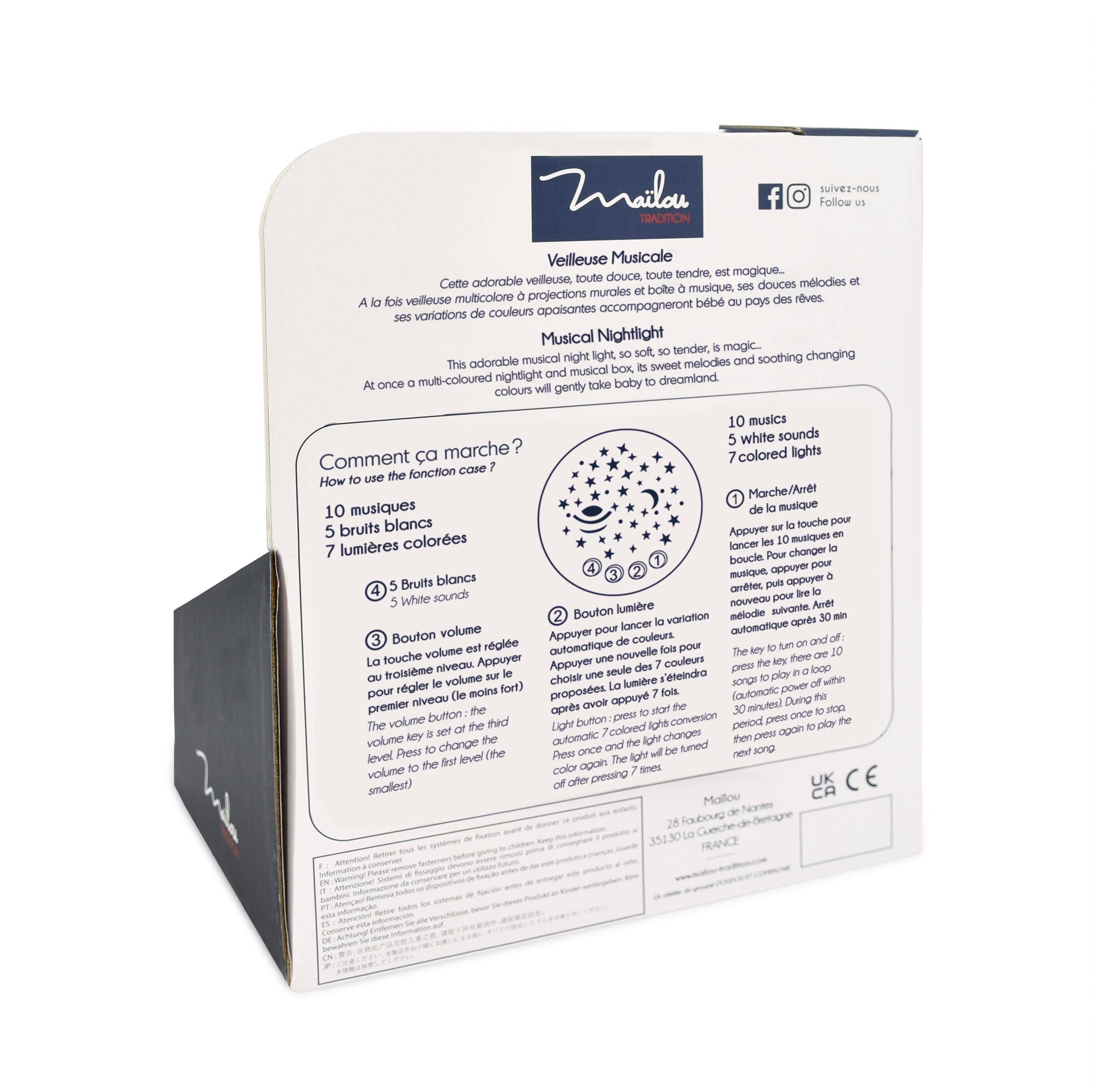 MAÏLOU TRADITION - Wholesale Night Light - Kids & Baby - MUSICAL NIGHTLIGHT/AMBIANCE PROJECTOR White Rabbit
3