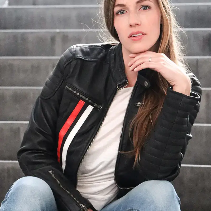 Urban 5884 Amsterdam | Leather jackets - Vente Veste en cuir – femme - URBAN 5884 - Tina - Veste moto femme en cuir noir - S4