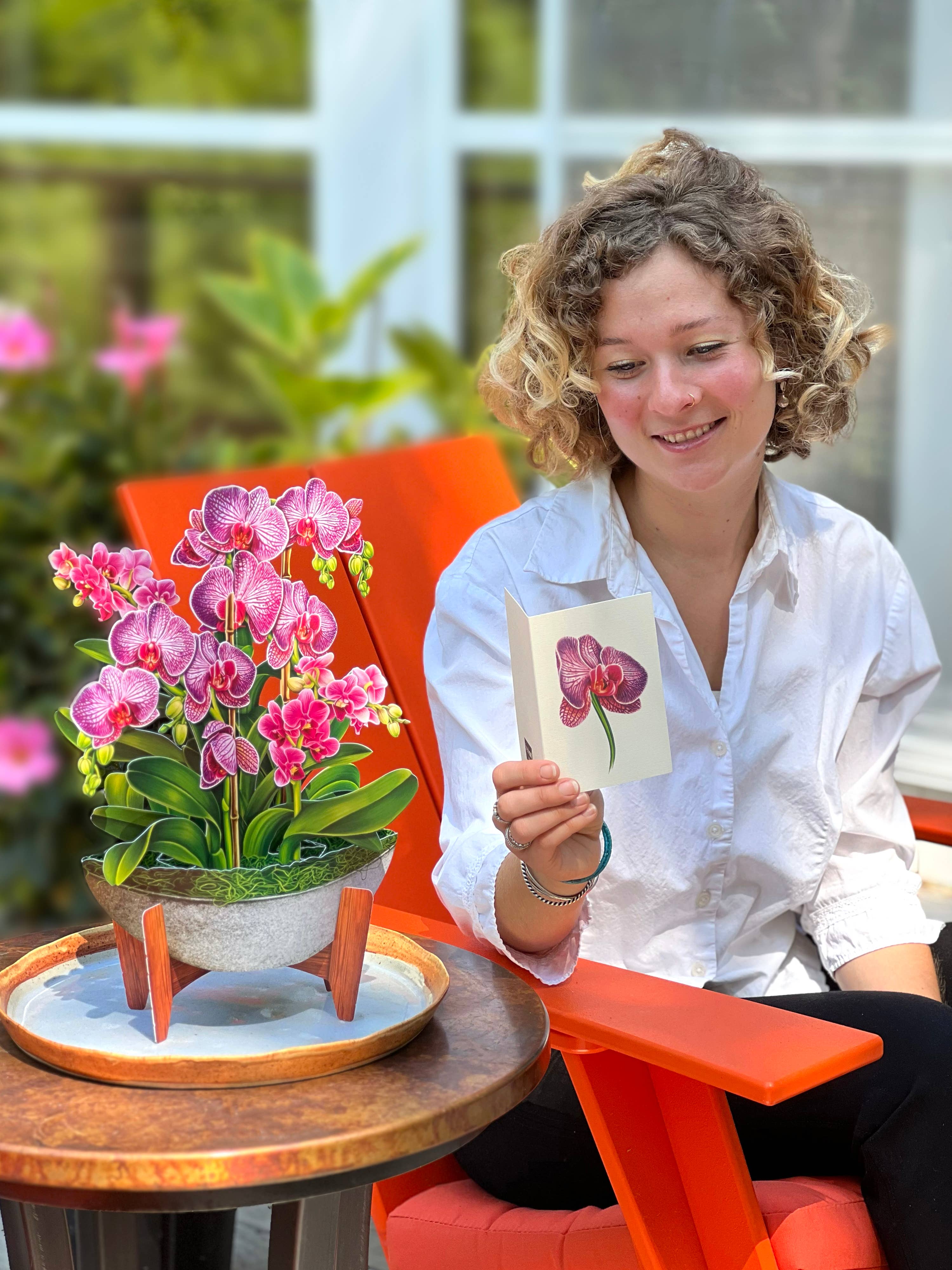 FreshCut Paper LLC - Wholesale Everyday greeting card - Orchid Oasis (8 Pop-up Greeting Cards)4